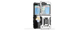 For Samsung Galaxy Z Flip 5 OPTIMUM Magnetic Ring Stand Hybrid Case Cover - Silver