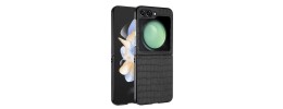 For Samsung Galaxy Z Flip 5 PU Vegan Leather Premium Hard Snap On Case Cover - Black