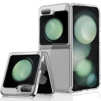 For Samsung Galaxy Z Flip 5 PURE CRYSTAL Transparent Thick 2.0mm ShockProof Chromed Buttons Case Cover - Clear