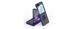 For Samsung Galaxy Z Flip 5 Robust Magnetic Kickstand Hybrid Case Cover - Blue