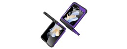For Samsung Galaxy Z Flip 5 Robust Magnetic Kickstand Hybrid Case Cover - Dark Purple