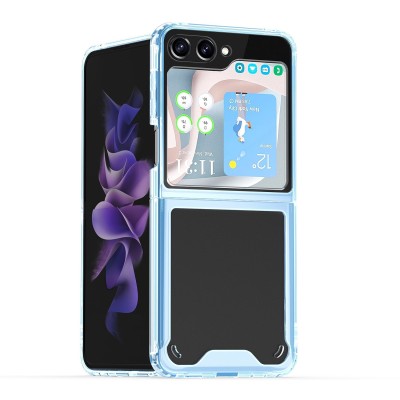 For Samsung Galaxy Z Flip 5 Transparent Hybrid Shockproof Case Cover - Blue