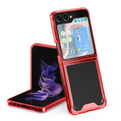 For Samsung Galaxy Z Flip 5 Transparent Hybrid Shockproof Case Cover - Red