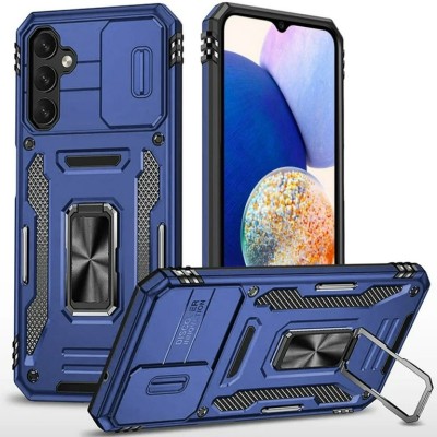 For Samsung Galaxy Z Flip 5 Utter Tough Metal Ring Movable Camera Window Hybrid Case Cover - Navy blue