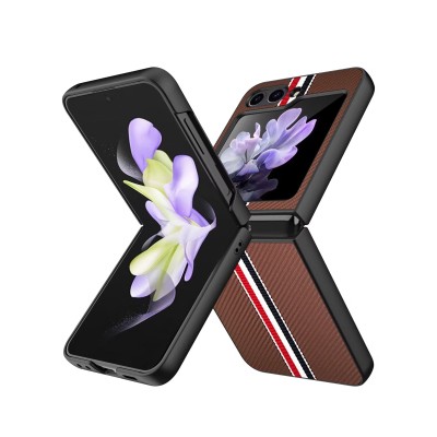 For Samsung Galaxy Z Flip 5 Velvet Fabric Flip Phone Premium PU Vegan Leather Cover Case - Black