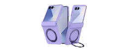 For Samsung Galaxy Z Flip 7 Glitz HQ Shimmer Glitter [Magnetic Ring Circle] with 360 degree Rotational Ring Kickstand Tough Hybrid Case - Purple
