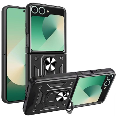 For Samsung Galaxy Z Flip 7 PURE CRYSTAL Transparent Thick 2.0mm ShockProof Chromed Buttons Case Cover - Clear