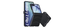 For Samsung Galaxy Z Flip 7 Unique Flip Magnetic Ring Stand Transparent Hybrid Case Cover - Clear+Black