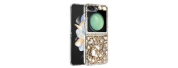 For Samsung Galaxy Z Flip3 3D Full Diamond Bling Case Cover - Gold Panda Floral