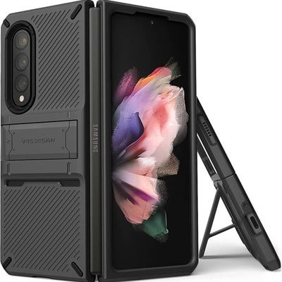 For Samsung Galaxy Z Flip3 5G Robust Magnetic Kickstand Hybrid Case Cover - Black