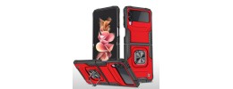 For Samsung Galaxy Z Flip3 5G Alien Design Shockproof Kickstand Magnetic Hybrid Case Cover - Red