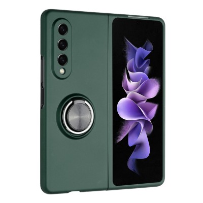 For Samsung Galaxy Z Flip3 5G Chief Premium Matte Magnetic Ring Stand Hybrid Case Cover - Dark Green