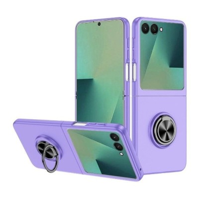 For Samsung Galaxy Z Flip3 5G Chief Premium Matte Magnetic Ring Stand Hybrid Case Cover - Light Purple