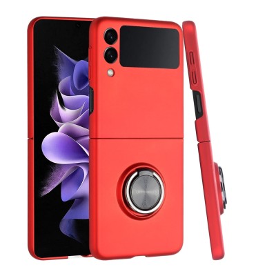 For Samsung Galaxy Z Flip3 5G Chief Premium Matte Magnetic Ring Stand Hybrid Case Cover - Red
