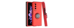 For Samsung Galaxy Z Flip3 5G Chief Premium Matte Magnetic Ring Stand Hybrid Case Cover - Wine Red