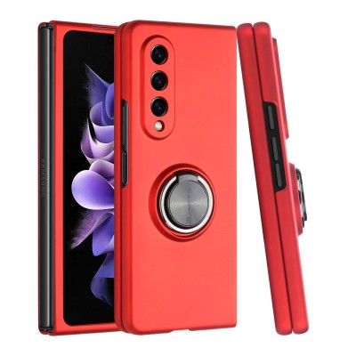 For Samsung Galaxy Z Flip3 5G Chief Premium Matte Magnetic Ring Stand Hybrid Case Cover - Wine Red