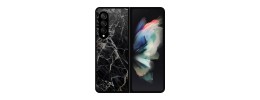 For Samsung Galaxy Z Flip3 5G Colored Frame Bumper Silk Print PC TPU Hybrid Case Cover - Clear/Black