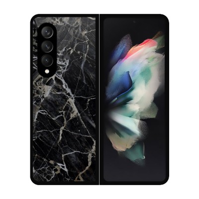 For Samsung Galaxy Z Flip3 5G Colored Frame Bumper Silk Print PC TPU Hybrid Case Cover - Clear/Black