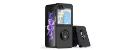 For Samsung Galaxy Z Flip3 5G ELITE Camera Push Magnetic Ring Stand Hybrid Case Cover - Black