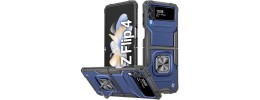 For Samsung Galaxy Z Flip3 5G ELITE Camera Push Magnetic Ring Stand Hybrid Case Cover - Blue