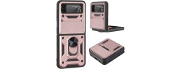 For Samsung Galaxy Z Flip3 5G ELITE Camera Push Magnetic Ring Stand Hybrid Case Cover - Rose Gold