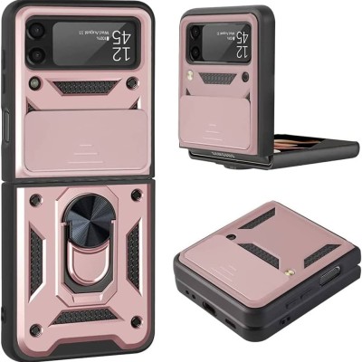 For Samsung Galaxy Z Flip3 5G ELITE Camera Push Magnetic Ring Stand Hybrid Case Cover - Rose Gold