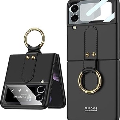 For Samsung Galaxy Z Flip3 5G Finger Hook Hybrid Case Cover - Black