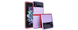 For Samsung Galaxy Z Flip3 5G Flip Transparent Hybrid Shockproof Case Cover - Red