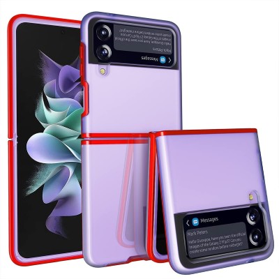 For Samsung Galaxy Z Flip3 5G Flip Transparent Hybrid Shockproof Case Cover - Red