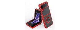 For Samsung Galaxy Z Flip3 5G Magnetic Ring Kickstand Hybrid Case Cover - Red