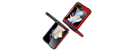 For Samsung Galaxy Z Flip3 5G Robust Magnetic Kickstand Hybrid Case Cover - Red