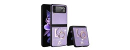 For Samsung Galaxy Z Flip3 5G SPLENDID Diamond Glitter Ornaments Engraving Case Cover - Good Luck Floral Purple