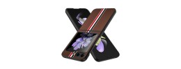 For Samsung Galaxy Z Flip3 5G Velvet Fabric Flip Phone Premium PU Vegan Leather Cover Case - Black