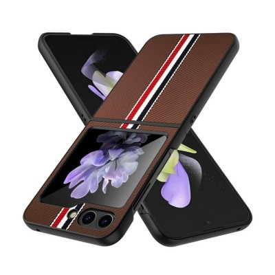 For Samsung Galaxy Z Flip3 5G Velvet Fabric Flip Phone Premium PU Vegan Leather Cover Case - Black