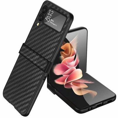 For Samsung Galaxy Z Flip3 Effortless Plain ShockProof Hybrid Case Cover - Black