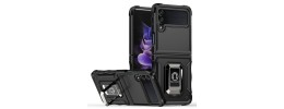 For Samsung Galaxy Z Flip3 OPTIMUM Magnetic Ring Stand Hybrid Case Cover - Black