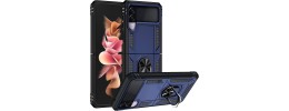 For Samsung Galaxy Z Flip3 OPTIMUM Magnetic Ring Stand Hybrid Case Cover - Blue