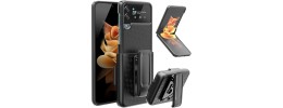 For Samsung Galaxy Z Flip3 Unique 3in1 Holster Combo Hybrid Case Cover - Black