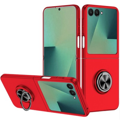 For Samsung Galaxy Z Fold 7 Chief Premium Matte Magnetic Ring Stand Hybrid Case Cover - Red