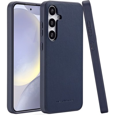 For Samsung Galaxy s24 Plus METKASE Apple-Peel Stick PU Leather [Magnetic Circle] Premium Hybird Case - Dark Blue