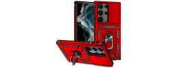 For Samsung Galaxy s24 Plus METKASE Magnetic Ring Stand Premium Ultra Rugged ShockProof Hybrid in Slide-Out Package - Red