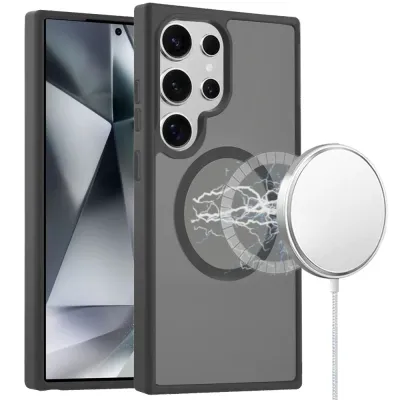 For Samsung Galaxy s24 Ultra [Magnetic Circle] Smooth Safe Matte Feel Hybrid Case - Black