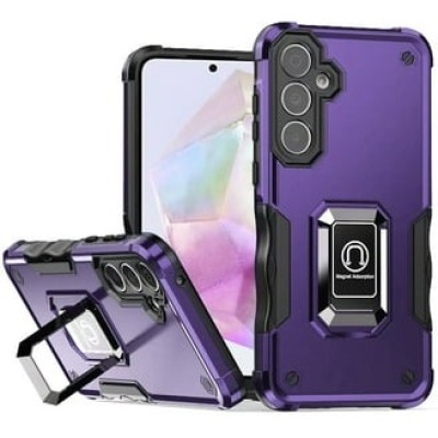 For Samsung Galaxy s24 Ultra CHIEF Oil Painted Magnetic Ring Stand Hybrid Case Cover - Dark Purple