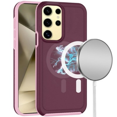 For Samsung Galaxy s24 Ultra Diamond Magnetic Circle Thick TPU with Camera Protection - Purple