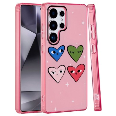 For Samsung Galaxy s24 Ultra Double Layer Design IMD TPU Case - Black Hearts