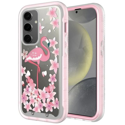 For Samsung Galaxy s24 Ultra Exotic ShockProof Design Hybrid Case Cover - Floral Flamingo
