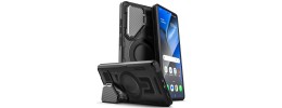For Samsung Galaxy s24 Ultra Fearless Tough HQ Metallic Hybrid with Camera Ring Stand [Magnetic Circle] Case - Clear
