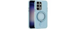 For Samsung Galaxy s24 Ultra Loop Hybrid with [Magnetic Ring Circle] 360 degrees Rotational Kickstand Case Cover - Light Blue