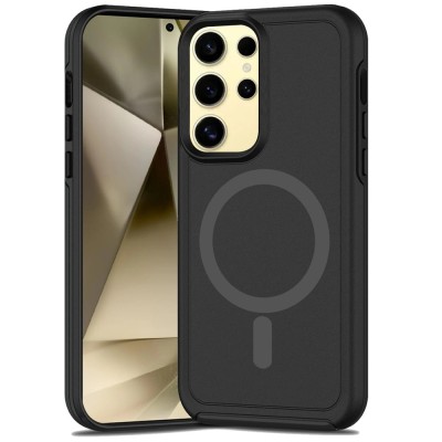 For Samsung Galaxy s24 Ultra Magnetic Ring Circle Guard Fused Ultimate Hybrid Case - Black