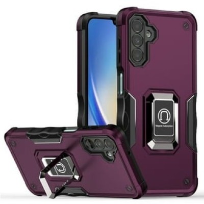 For Samsung Galaxy s24 Ultra OPTIMUM Magnetic Ring Stand Hybrid Case Cover - Dark Purple